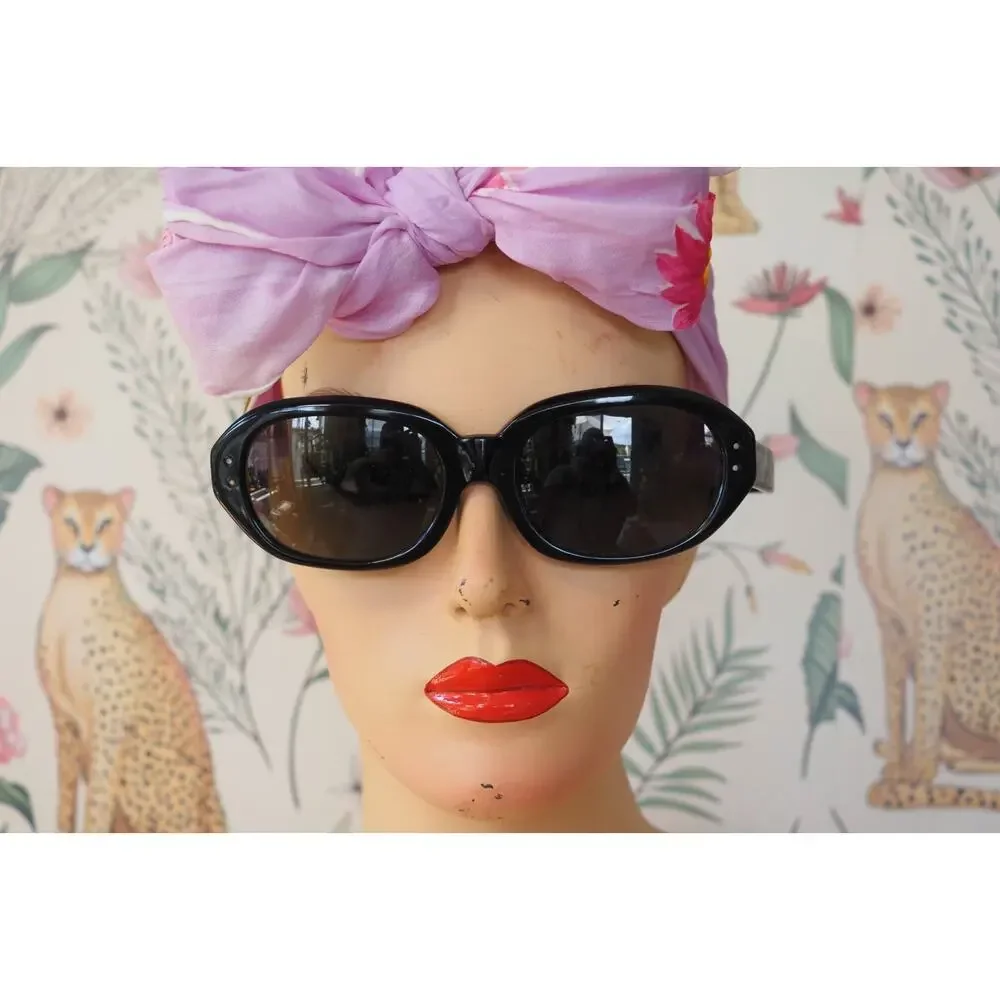 Vintage 1960s Mod Sunglasses France Thick Ebony Tone Frames MCM Retro NOS